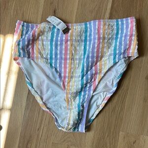 Colorful Striped High Waisted Bikini Bottoms